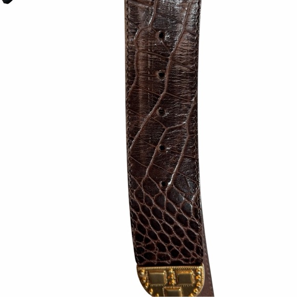 Vintage Dana Buchman Italy Leather Belt Brown Gold 85/32 Style 5102 Quiet Luxury main image 5